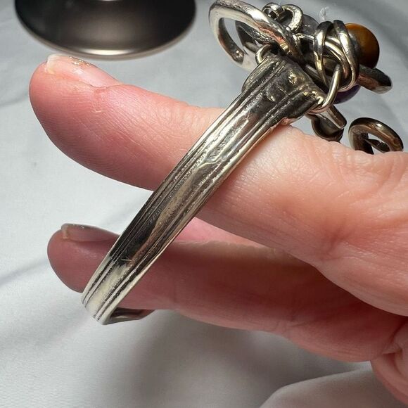 Vintage Tableware Fork Silver Plate Bracelet with Marbles - Picture 6 of 11